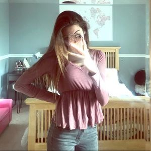 purple long sleeve v-neck shirt 💗